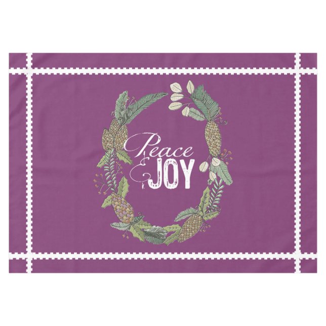 Toalha De Mesa Paz Roxa Joy Evergreen Cones Wreath Tablecloth (Frente (Horizontal))