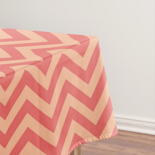 Toalha De Mesa Peach e Cranberry Chevron (Posição Original)