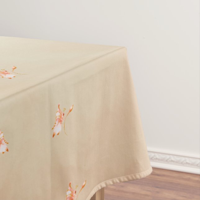 Toalha De Mesa Peach elegant floral butterfly pattern tablecloth  (Posição Original)
