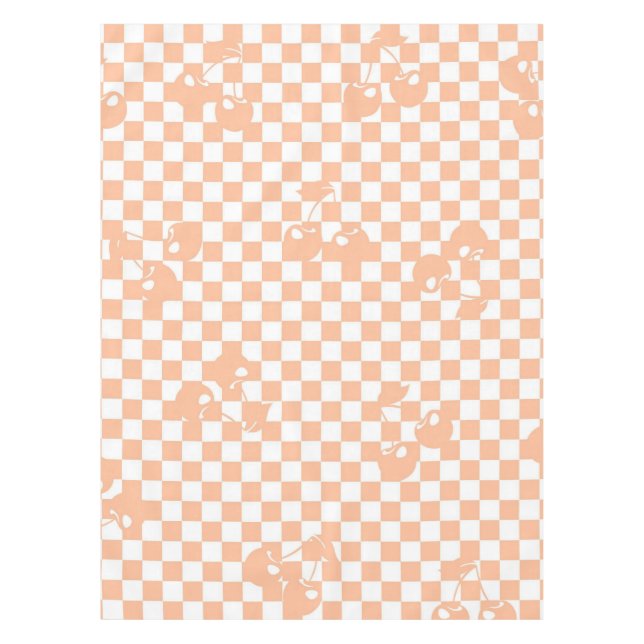 Toalha De Mesa Peach Fuzz Cherry Gingham Patterno (Frente)