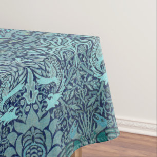 Toalha De Mesa Peacock e Dragão William Morris Marinho Blue Flora