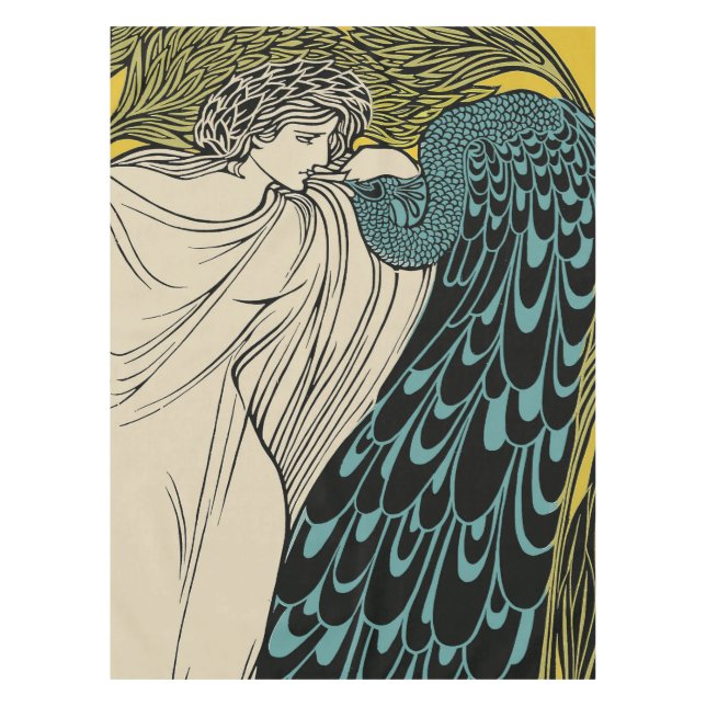 Toalha De Mesa Peacock Fine Art Bird Nouveau (Frente)