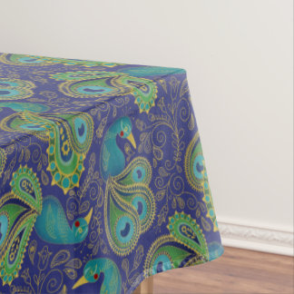 Toalha De Mesa Peacock Paisley Pattern Blue