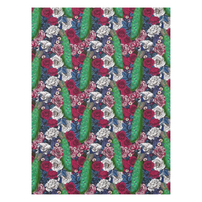 Toalha De Mesa Peacocks no jardim da rosa (Frente)