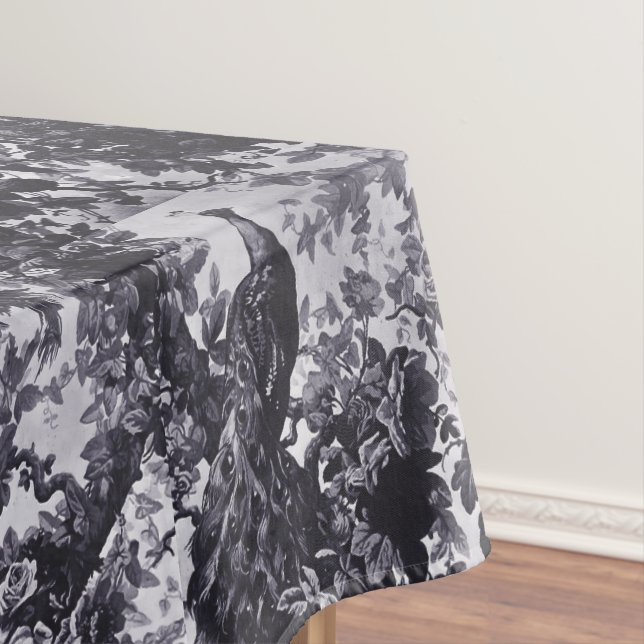 Toalha De Mesa Peacocks No Padrão Azul Rosa (Posição Original)