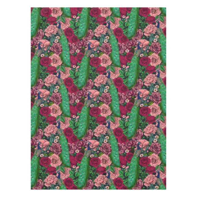 Toalha De Mesa Peacocks no rosa 2 (Frente)