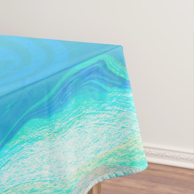 Toalha De Mesa Pedra Marble Azul E Marrom (Posição Original)