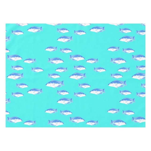 Toalha De Mesa Peixe azul na turquesa (Frente (Horizontal))