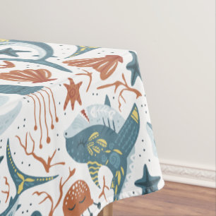 Toalha De Mesa Peixe-medusa Amarelo-Verde-Vermelho