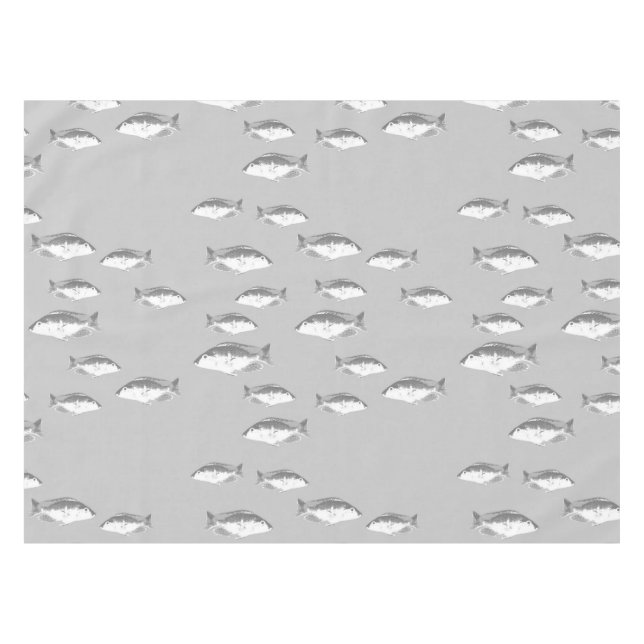 Toalha De Mesa Peixes de cinza monocromática (Frente (Horizontal))