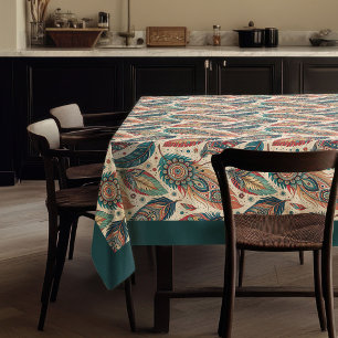 Toalha De Mesa Penas coloridas do pastel étnico nativo tribal