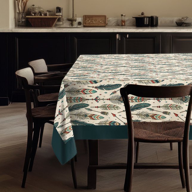 Toalha De Mesa Penas Tribais e Setas Autênticas Decor de Boho (Authentic Tribal Feathers & Arrows Boho Decor Tablecloth)