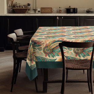 Toalha De Mesa Penas tribais nativas Penas de pântano azul pastos