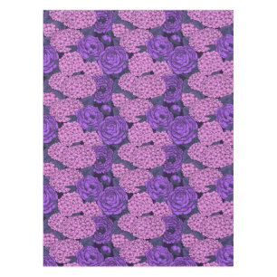 Toalha De Mesa Penia e hidrangea em rosa e violeta