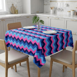 Toalha de Mesa Pequena com Padrão Chevron Rosa Azu
