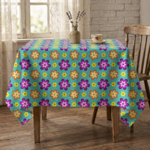Toalha de Mesa Pequena Flores Coloridas e Fofo