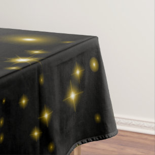 Toalha De Mesa Pequenas e Douradas faíscas em preto