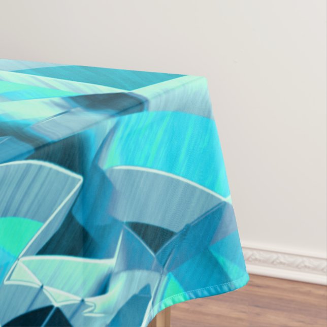 Toalha De Mesa Percursos cianos com garoa sobre fundo aquamarino (Posição Original)