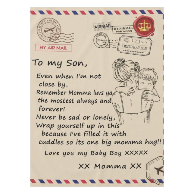 Toalha De Mesa Personalizado Para O Meu Filho, Carta Da Mãe Blank (Frente)