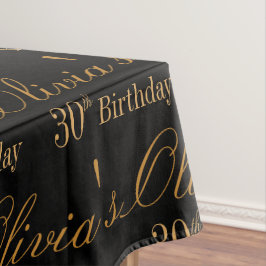 Toalha De Mesa Personalizado Preto e Dourado