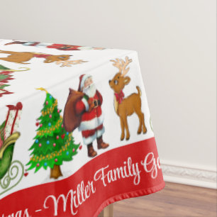 Toalha De Mesa Personalizar Nome ou Texto da Família do Feliz Nat