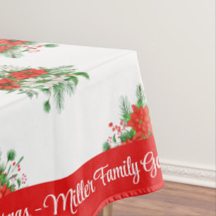 Toalha De Mesa Personalizar Nome ou Texto da Família do Feliz Nat