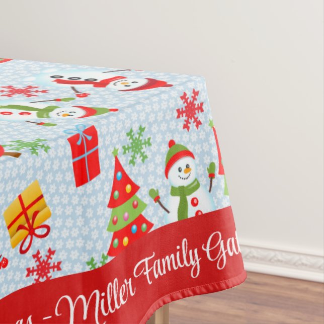 Toalha De Mesa Personalizar Nome ou Texto da Família do Feliz Nat (Posição Original)