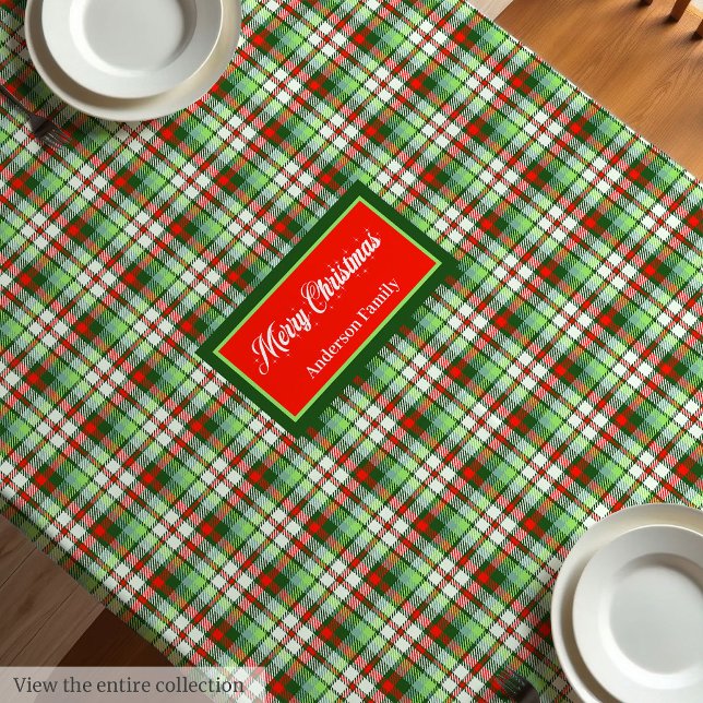 Toalha De Mesa Personalized Holiday Tablecloth Elegant Red Green (Personalized Holiday Tablecloth Elegant Red Green)