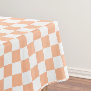 Toalha De Mesa Pêssego cor de laranja, quadrados marcados, geomét