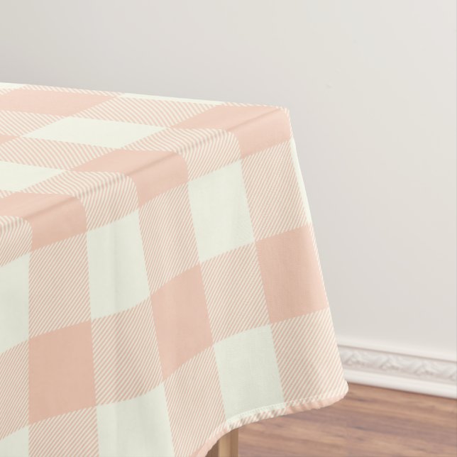 Toalha De Mesa Pêssego Pastel Gingham Buffalo - Padrão de Xadrez  (Posição Original)