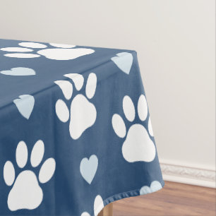 Toalha De Mesa Pestanas, Patas-Cães, Patas Brancas, Corações Azui