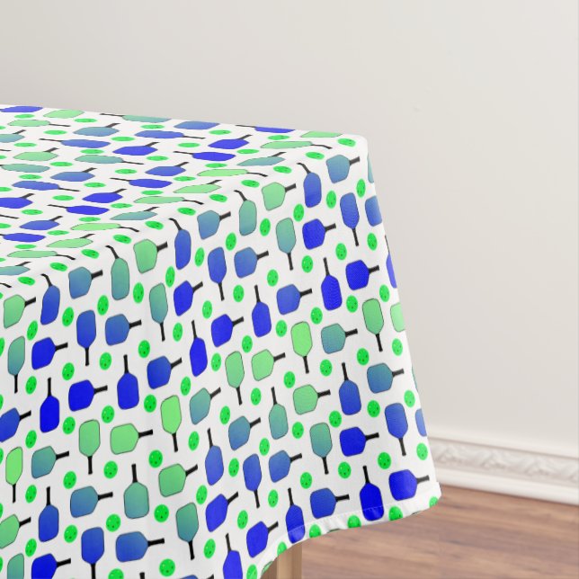 Toalha De Mesa Pickleball Azul e Verde Coloca bolas Verdes (Posição Original)