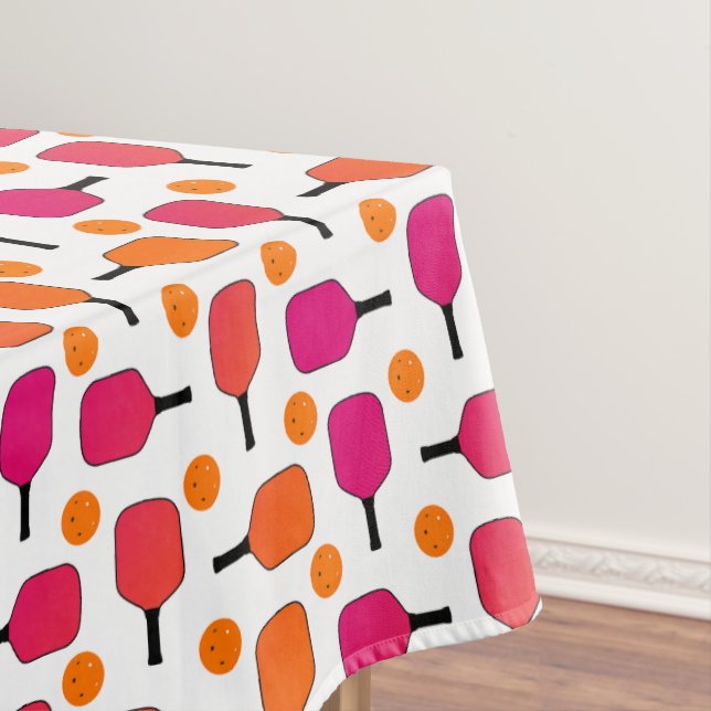 Toalha De Mesa Pickleball Cor-de-Rosa e Laranja Paddleball Festa  (Posição Original)