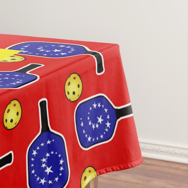 Toalha De Mesa Pickleball Vermelho Branco Azul Bandeira Americana (Posição Original)