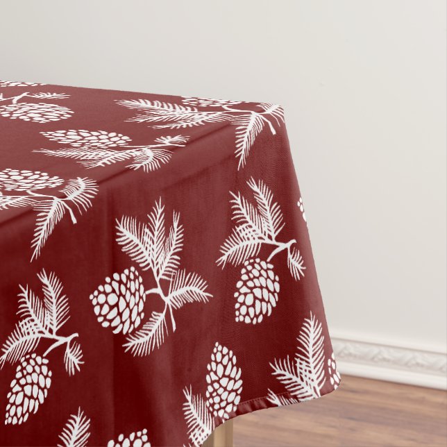 Toalha De Mesa Pinças brancas com design de feriado de pinecones (Posição Original)