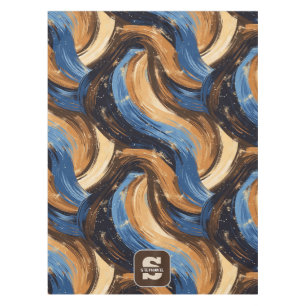 Toalha De Mesa Pincéis de Abstrato Curly em Azul e Castanho