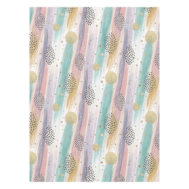 Toalha De Mesa Pincel de Pastel e Abstrato geométrico Dourado (Frente)