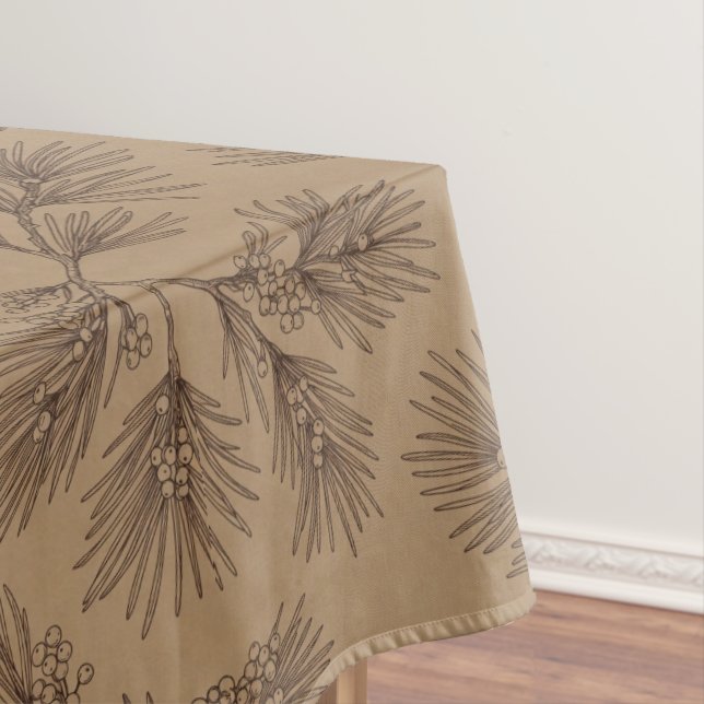 Toalha De Mesa Pine Branch Kraft Minimalista (Posição Original)