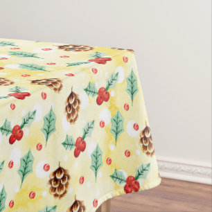 Toalha De Mesa Pine Cones e Holly Natal Patterno