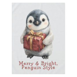 Toalha De Mesa Pinguim de Natal Alegre e Brilhante