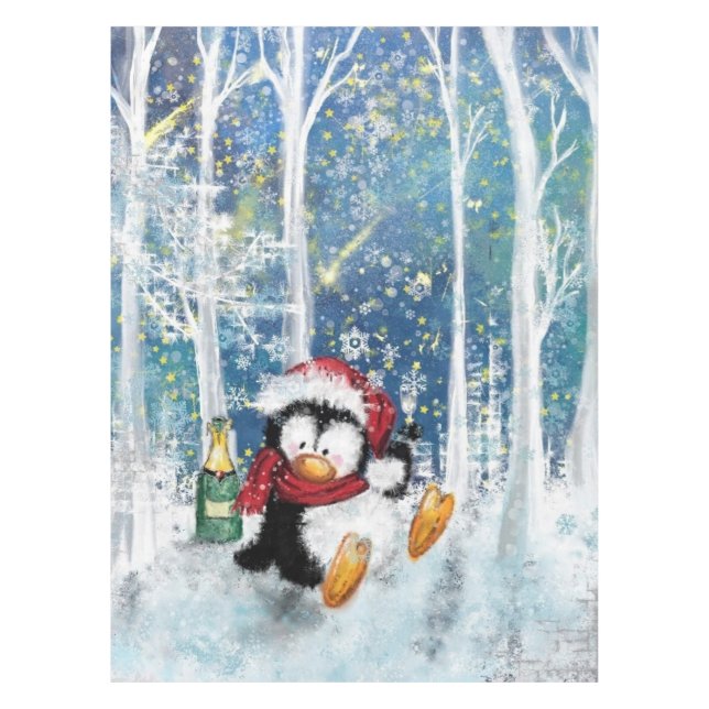 Toalha De Mesa Pinguim Feliz - Natal (Frente)