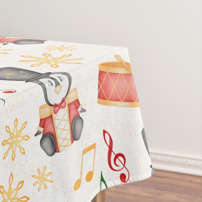 Toalha De Mesa Pinguim Pingueiro Noivo de Natal Vermelho (Posição Original)