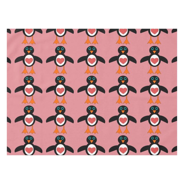 Toalha De Mesa Pinguim Pinguim Pinguim Coração Bonito (Frente (Horizontal))