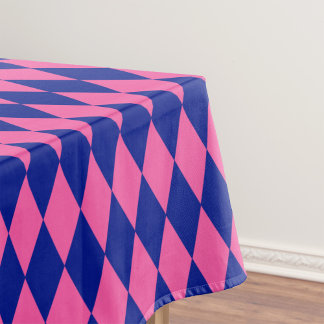 Toalha De Mesa Pink and Blue Harlequin Checkered Design 