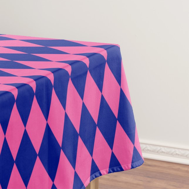 Toalha De Mesa Pink and Blue Harlequin Checkered Design  (Criador carregado)