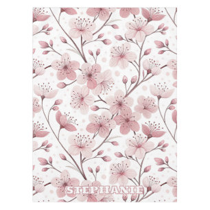 Toalha De Mesa Pink Cherry Blossom Sakura Pattern on White (2)
