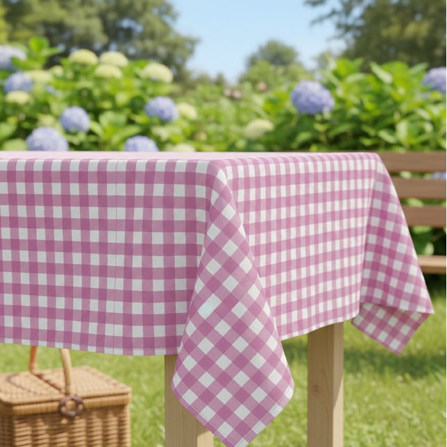Toalha De Mesa Pink Gingham Checkered Tablecloth for Parties (Criador carregado)