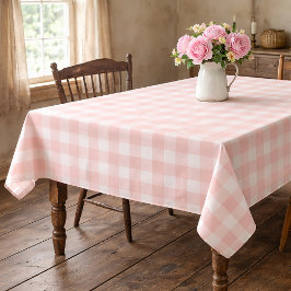Toalha De Mesa Pink Gingham Cotton Tablecloth