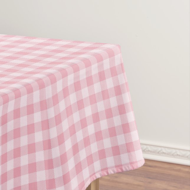 Toalha De Mesa Pink Gingham Pattern Girly Check Plaid Checkered (Posição Original)