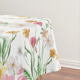 Toalha De Mesa Pink Green Watercolor Wildflower